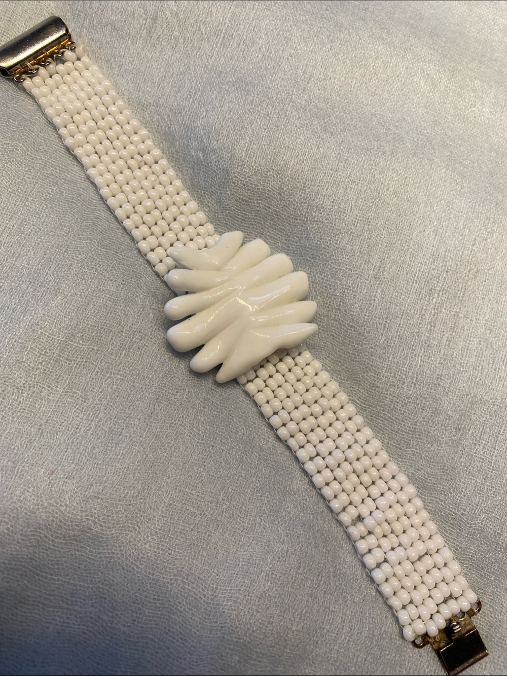 White Beaded Statement Bracelet - Women Jewelry